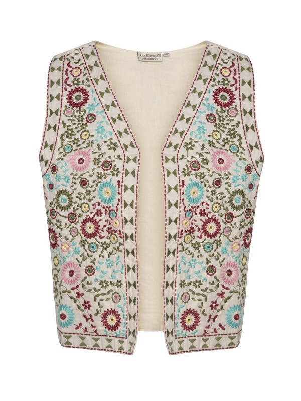 Colete Natural com Bordado