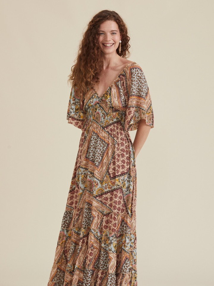 Vestido Estampado Patchwork