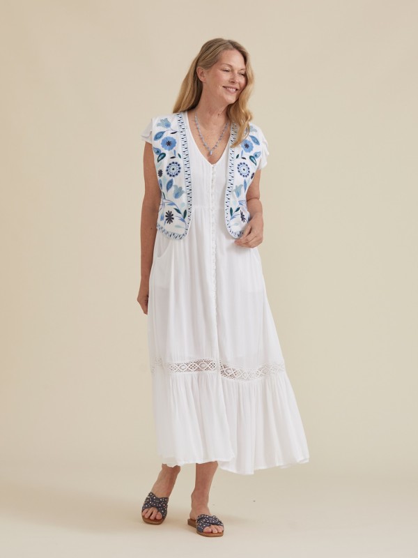 Colete Branco com Bordados