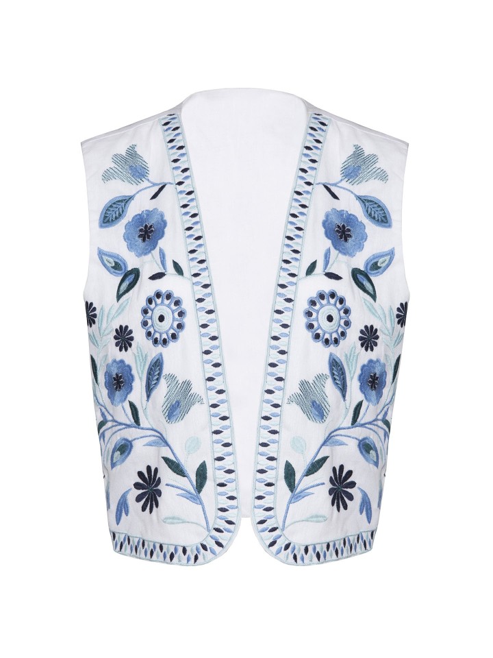 Colete Branco com Bordados