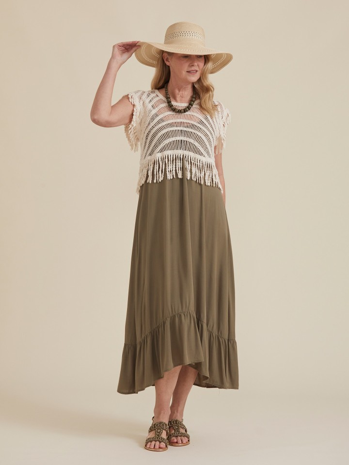 Vestido com Efeito Crochet