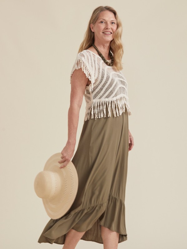Vestido com Efeito Crochet