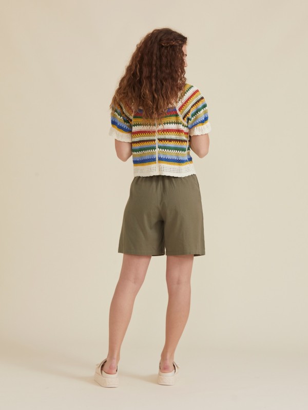 Blusa Riscas Efeito Crochet