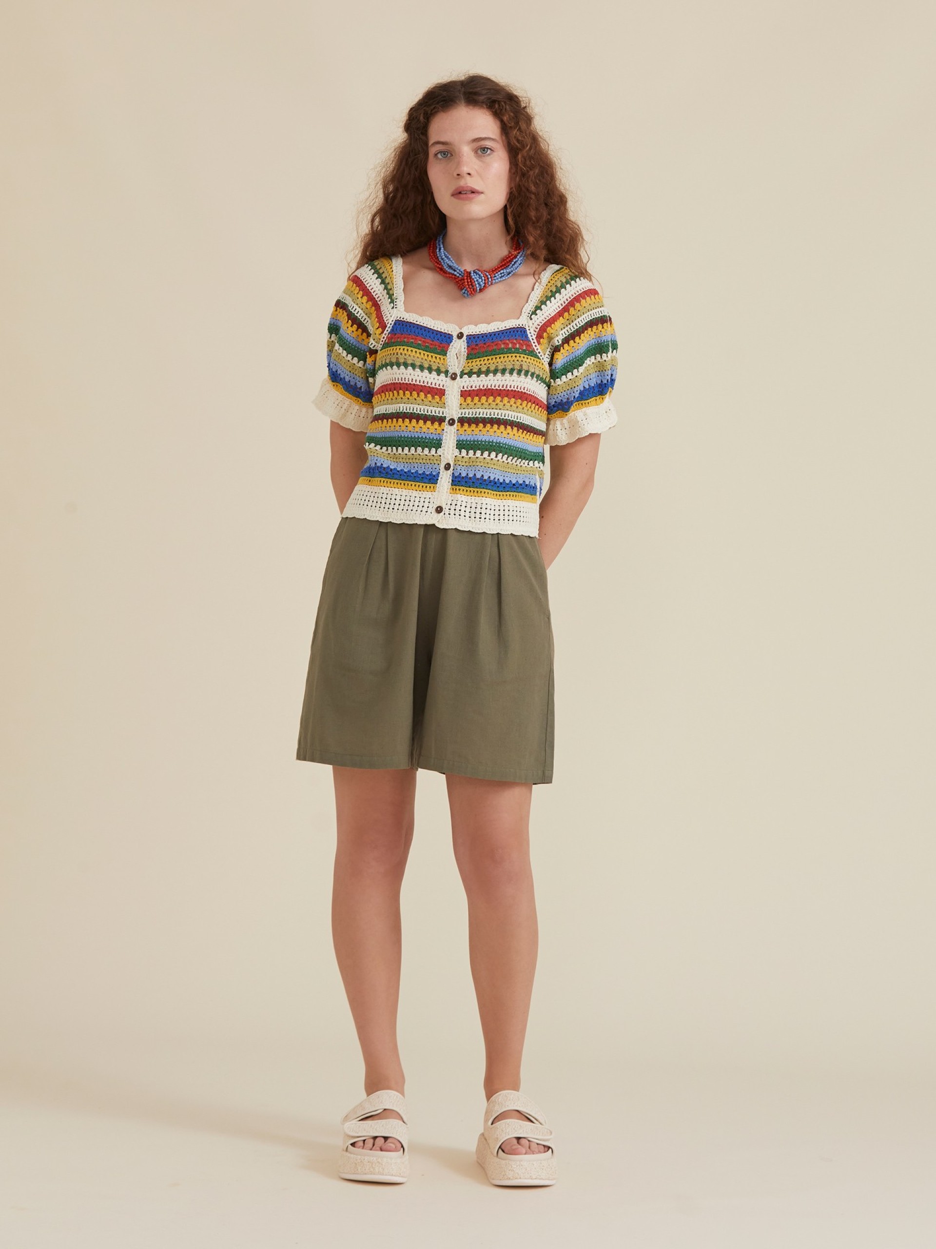 Blusa Riscas Efeito Crochet