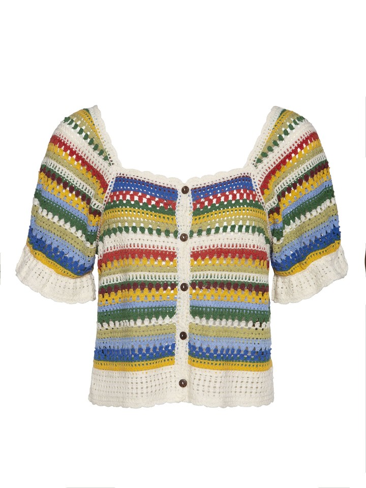 Blusa Riscas Efeito Crochet