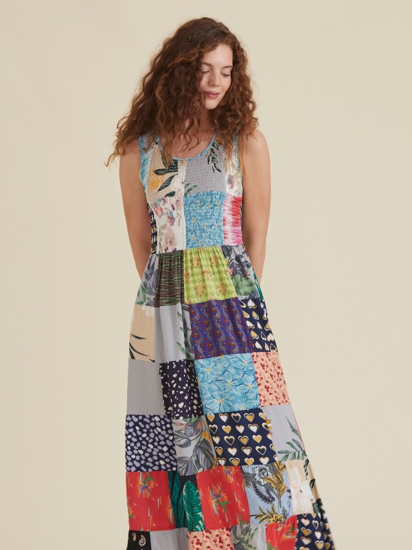 Vestido Comprido Patchwork