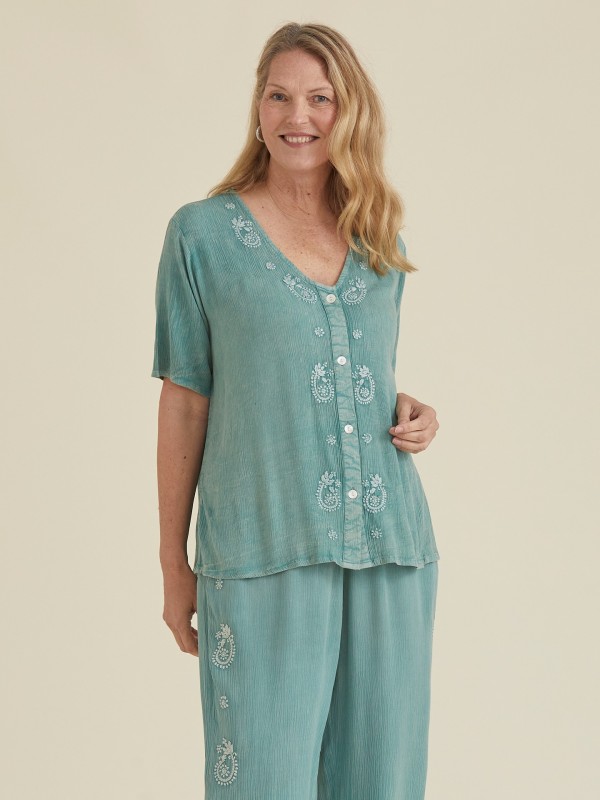 Blusa Bordada Verde