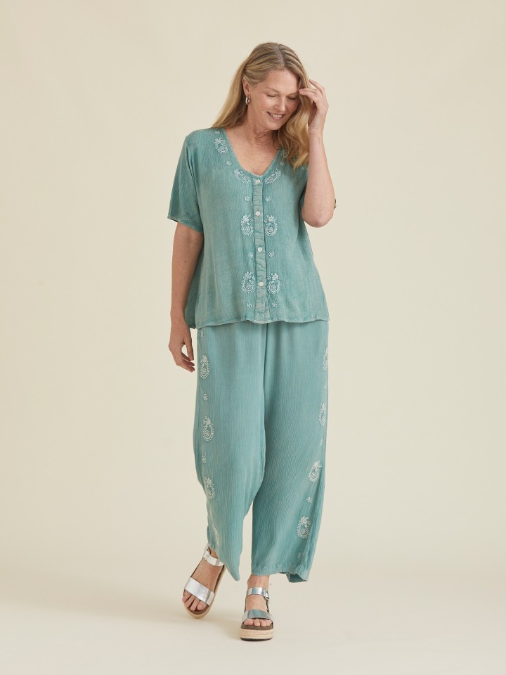 Blusa Bordada Verde