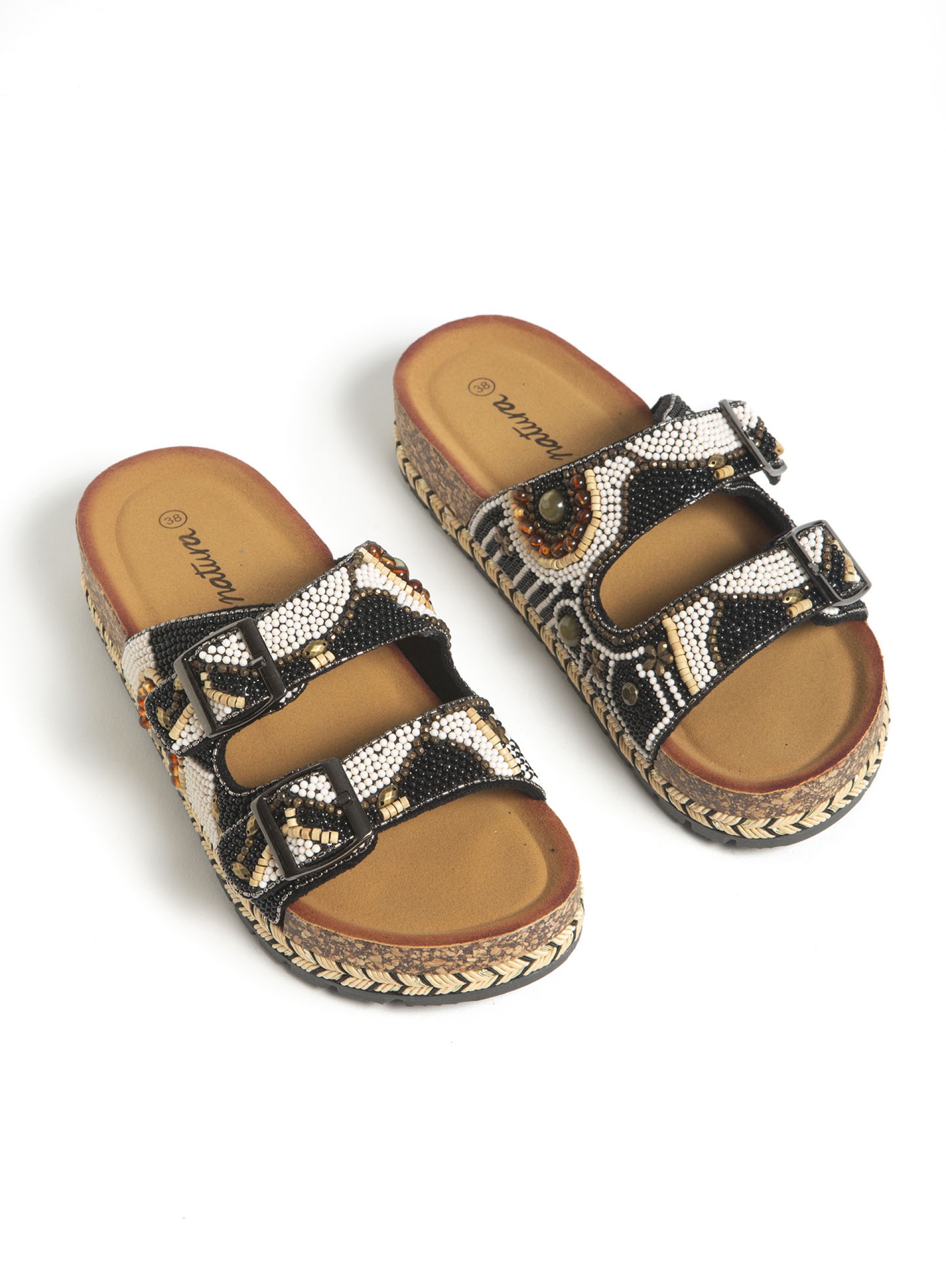 Sandalia Plataforma Com Fivelas e Pedraria