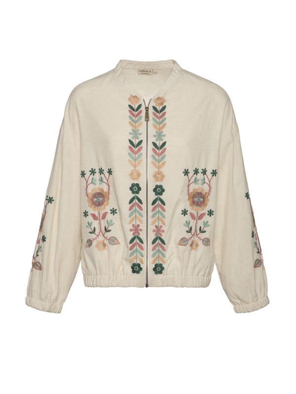 Casaco Bomber Bordada Vintage Floral