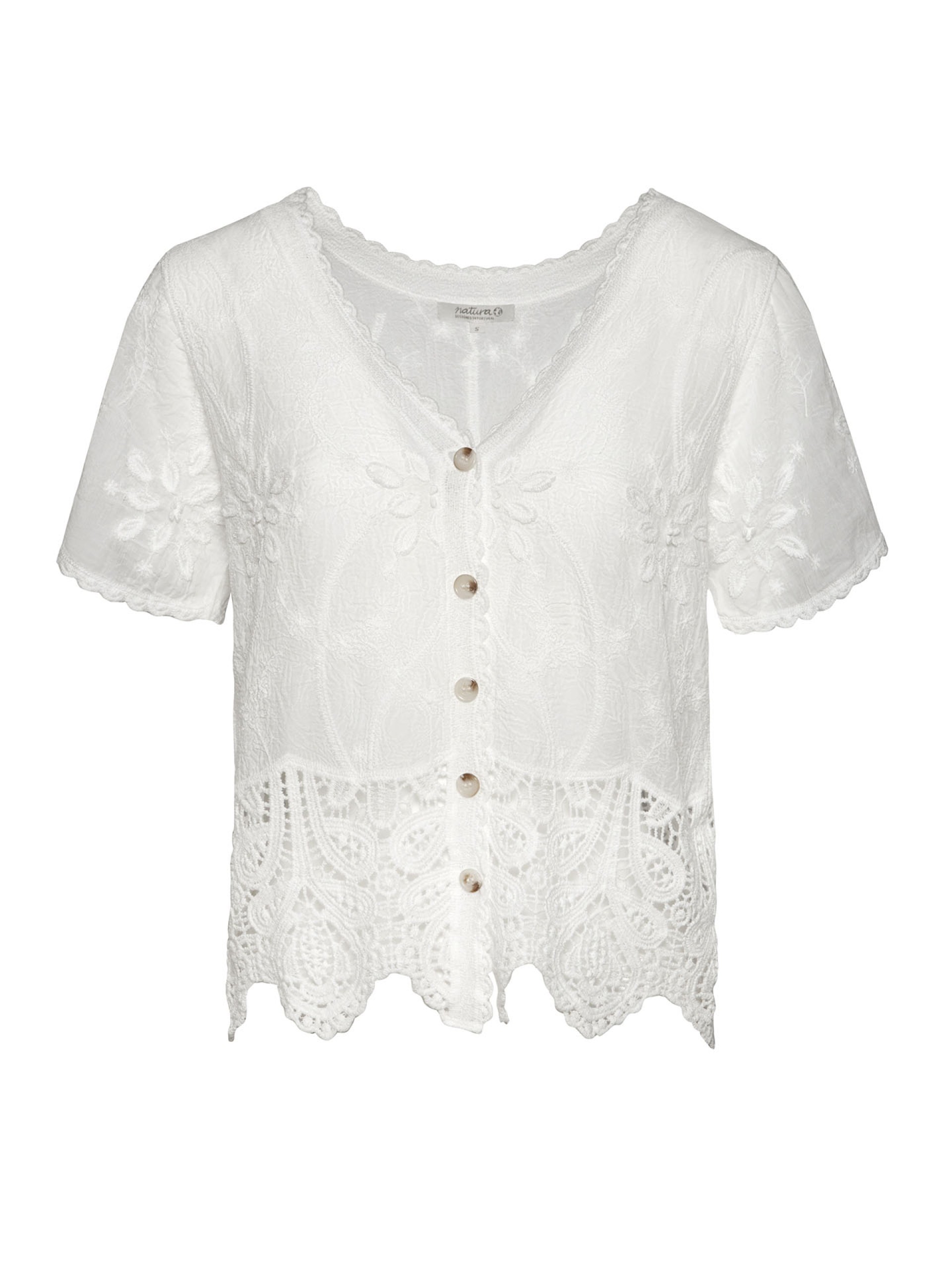 Blusa com Renda e Detalhes Florais