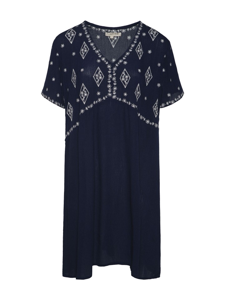 Vestido Curto com Bordados Geometricos