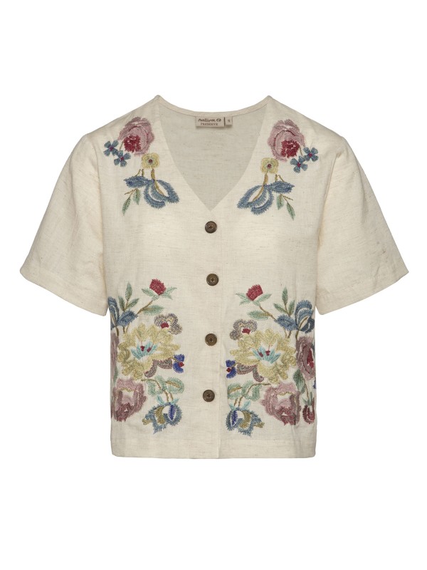 Blusa Feminina  com Bordado Floral Colorido