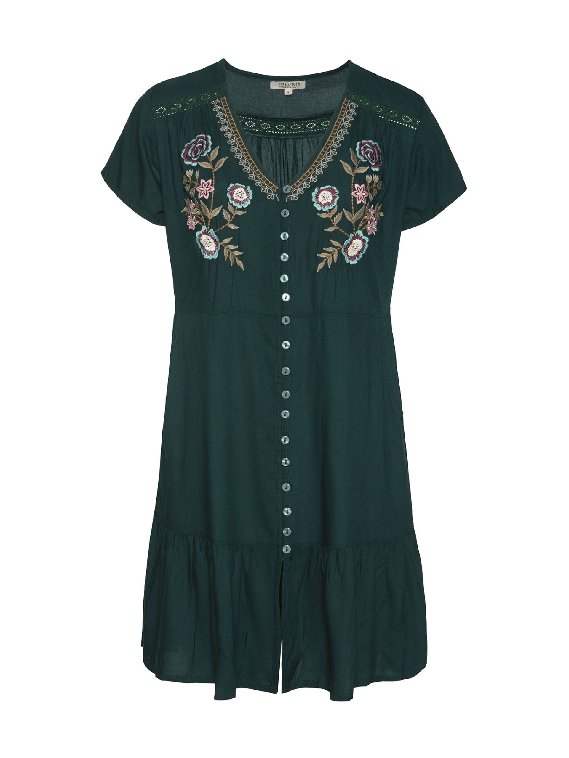 Vestido Curto com Bordado Florais