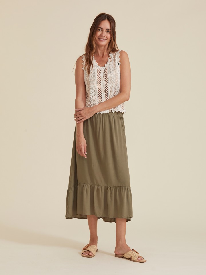 Colete de Croche com Detalhes em Renda