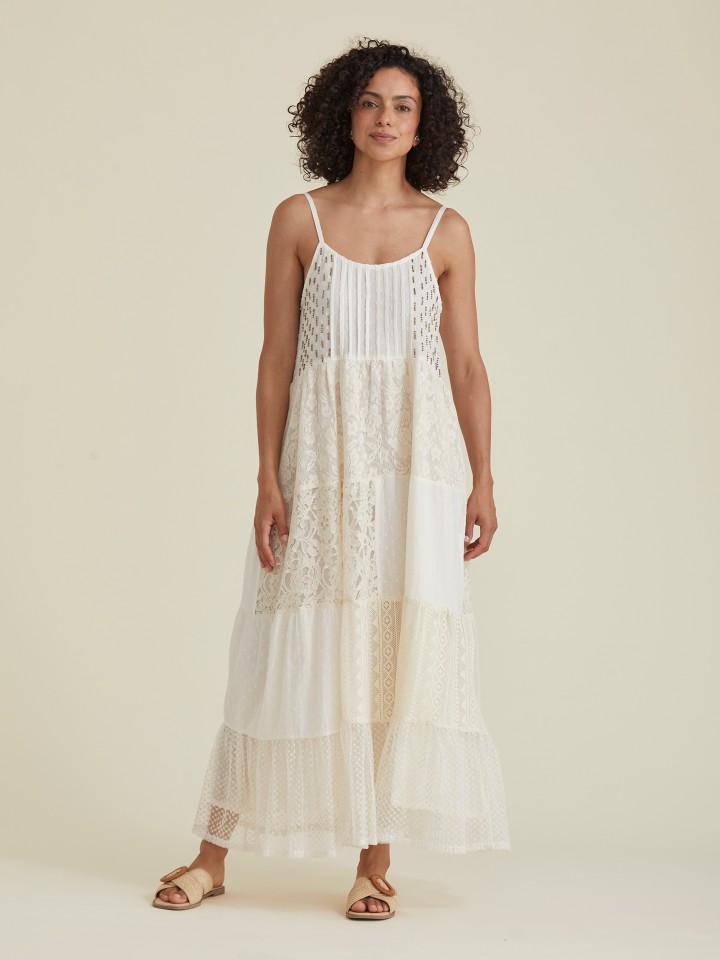 Vestido Comprido Renda Patchwork