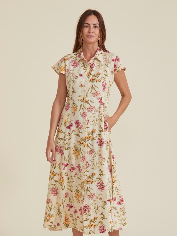 Vestido Comprido Camisaria Floral
