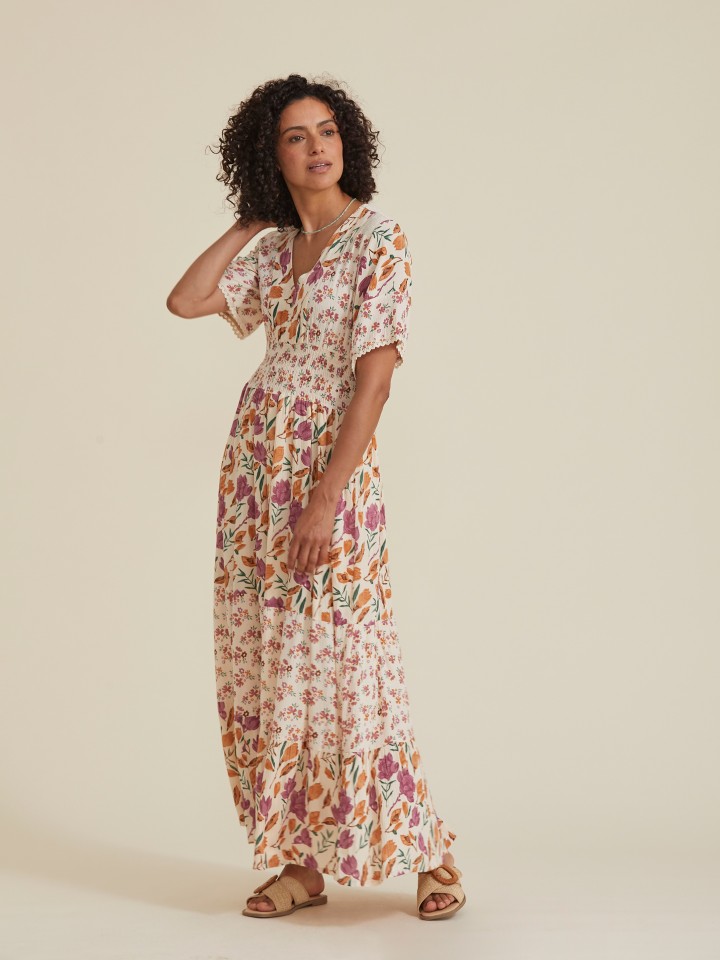 Vestido Comprido Floral Estilo Boho Romantico