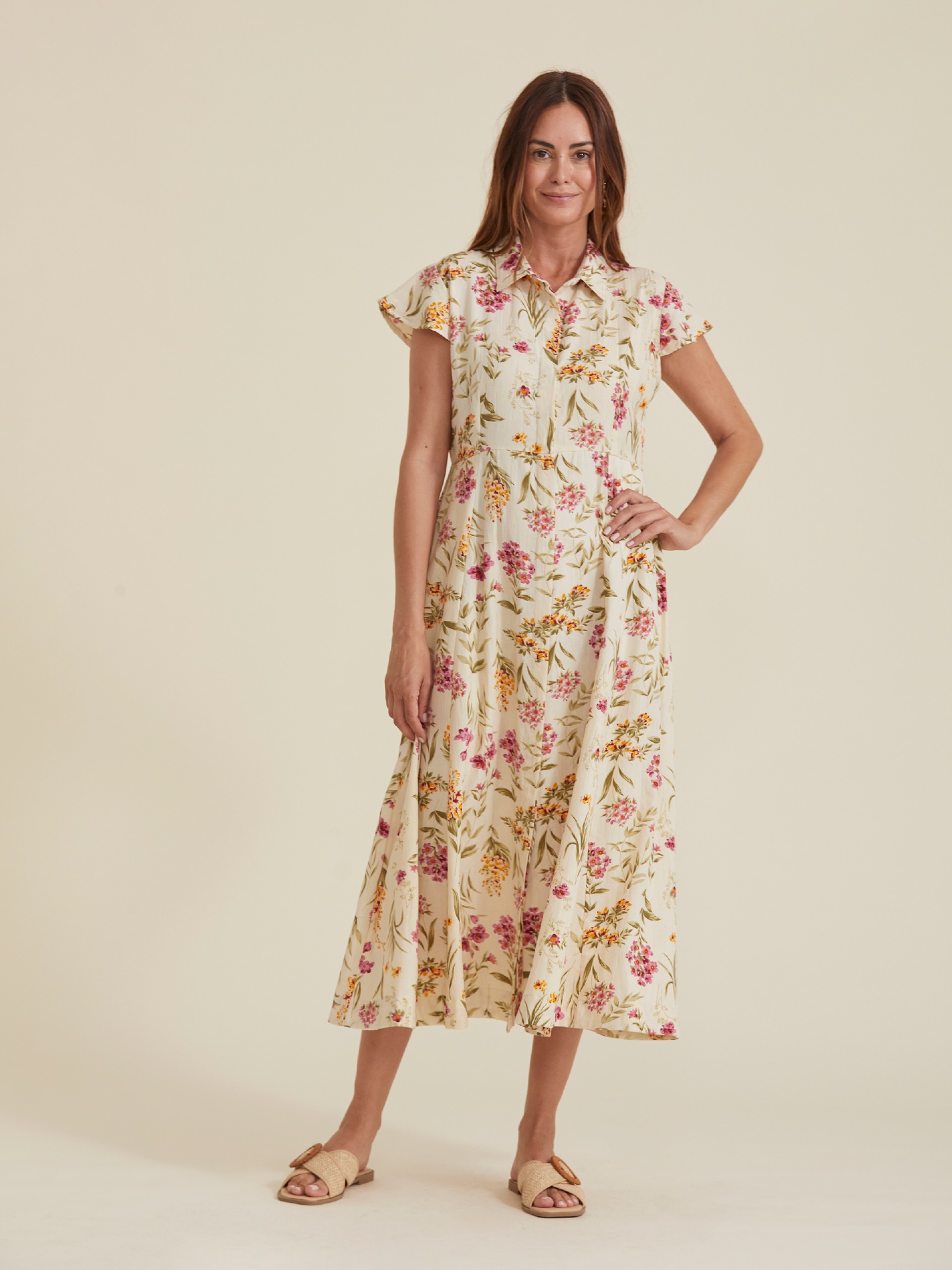Vestido Comprido Camisaria Floral