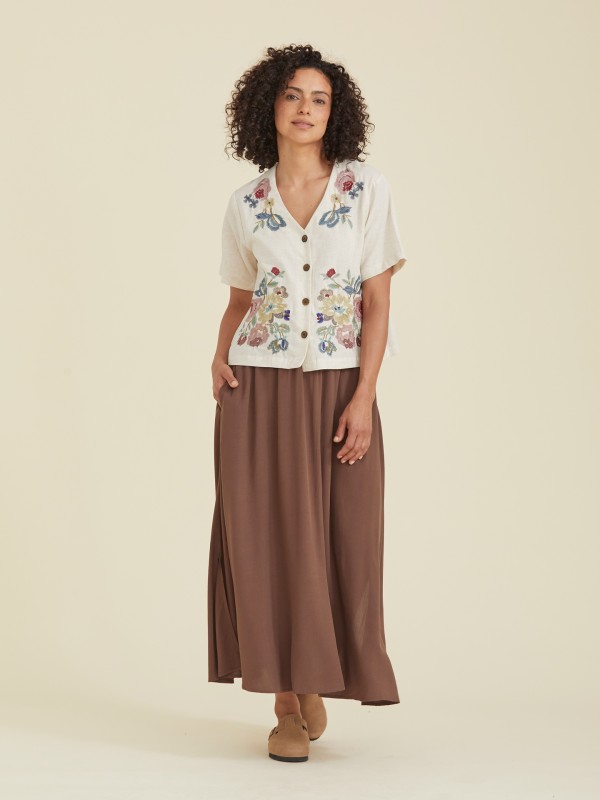 Blusa Feminina  com Bordado Floral Colorido