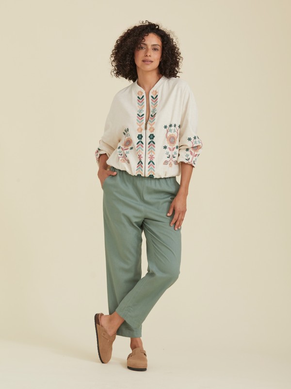 Casaco Bomber Bordada Vintage Floral