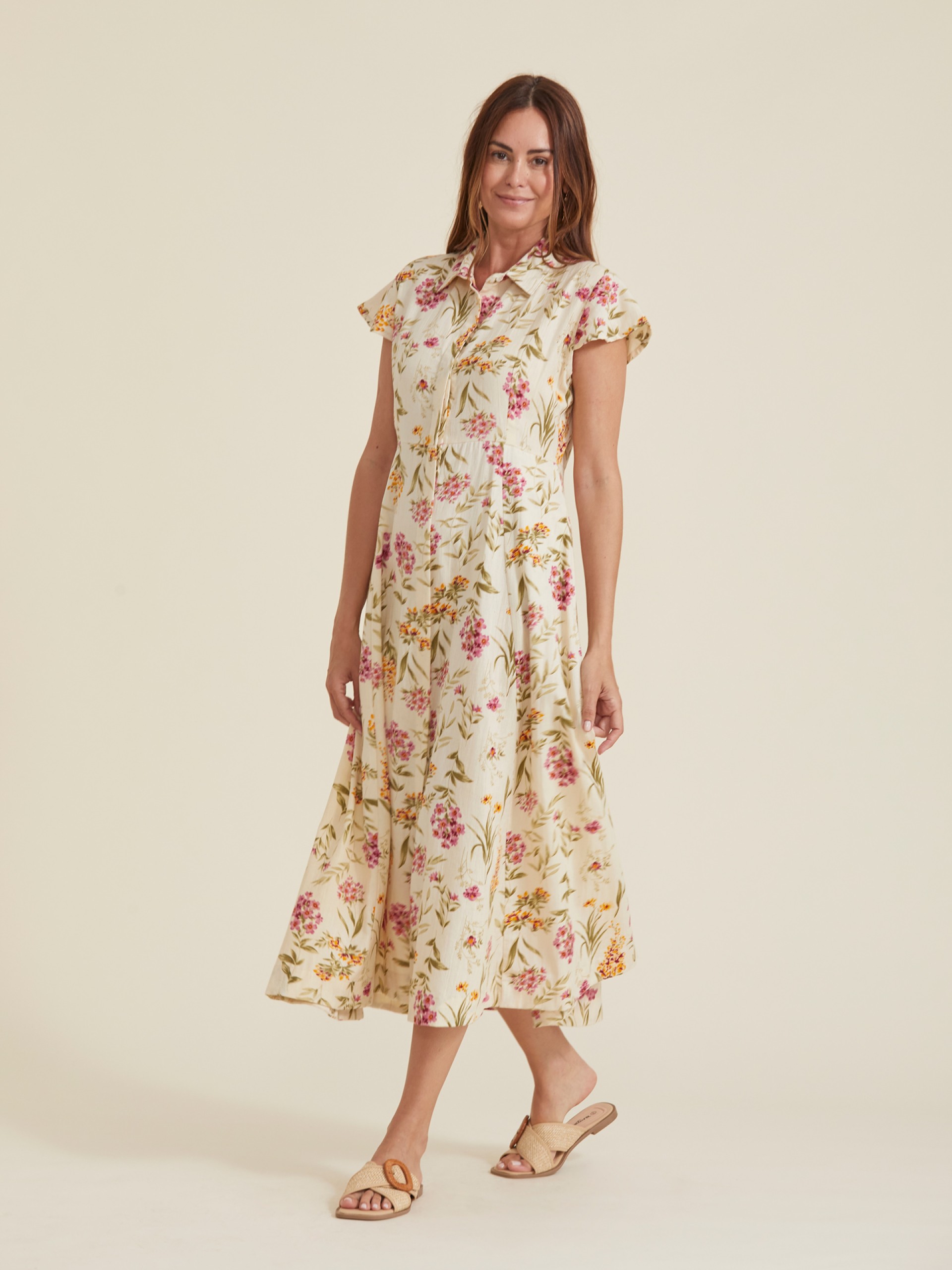 Vestido Comprido Camisaria Floral