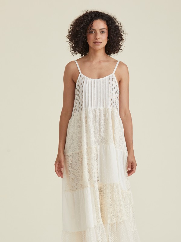 Vestido Comprido Renda Patchwork
