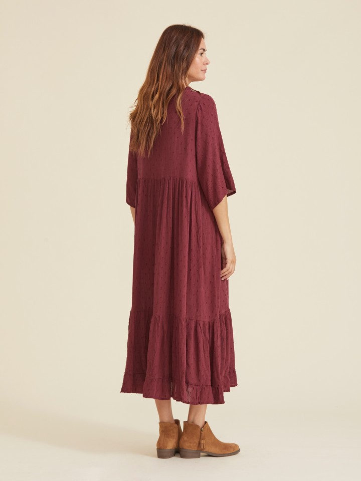 Vestido Midi Bordo