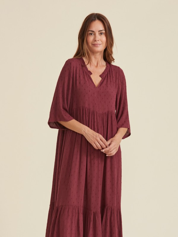 Vestido Midi Bordo