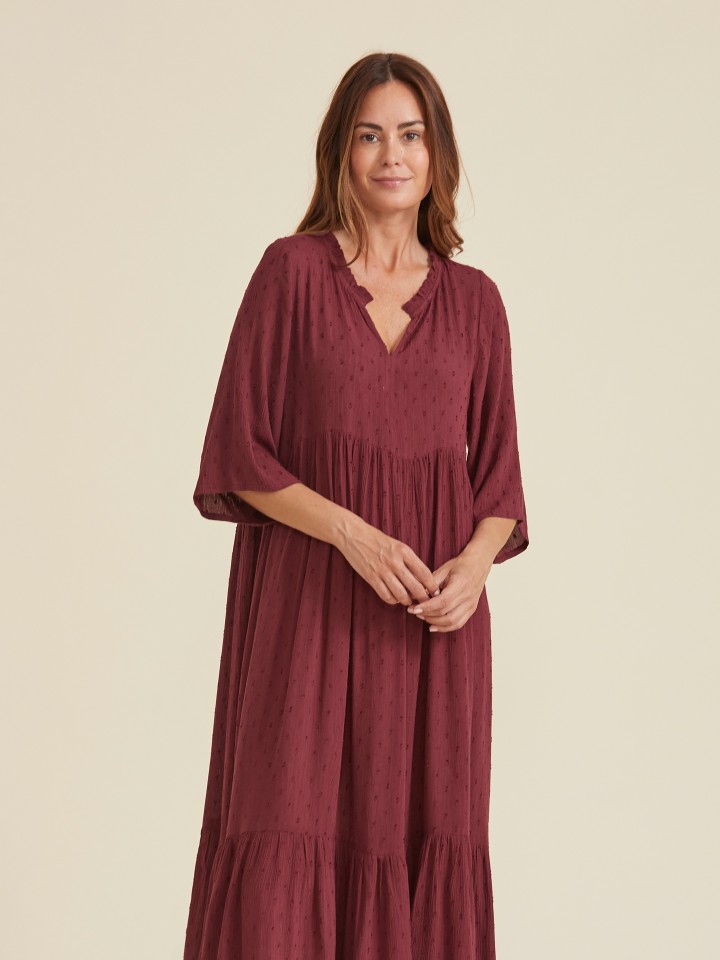 Vestido Midi Bordo