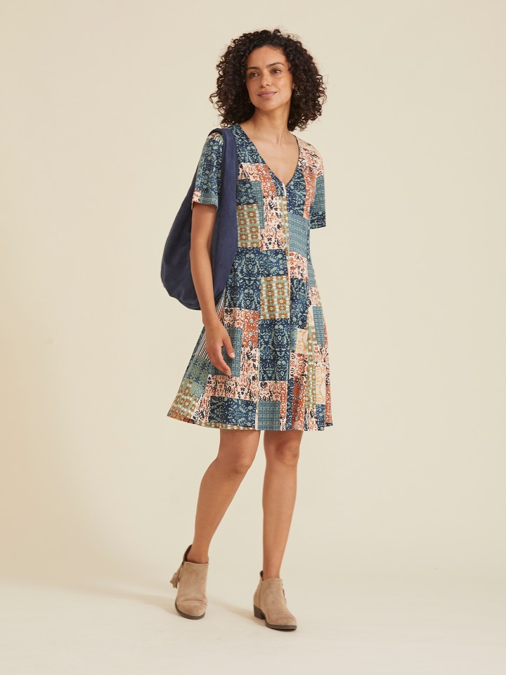 Vestido Curto Patchwork
