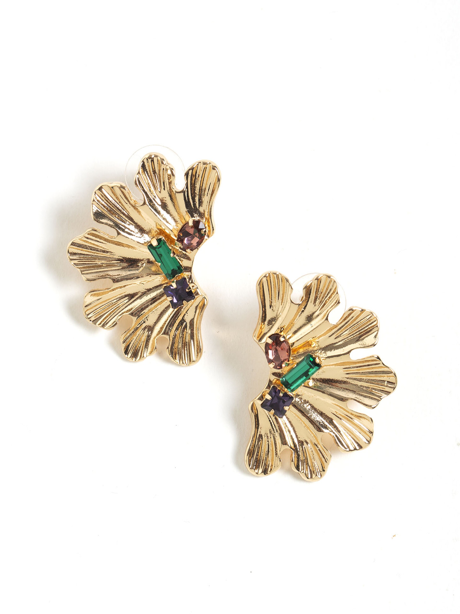 Brincos Dourados Meia Flor