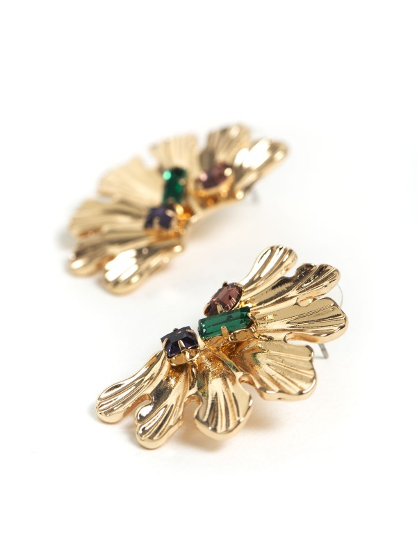 Brincos Dourados Meia Flor