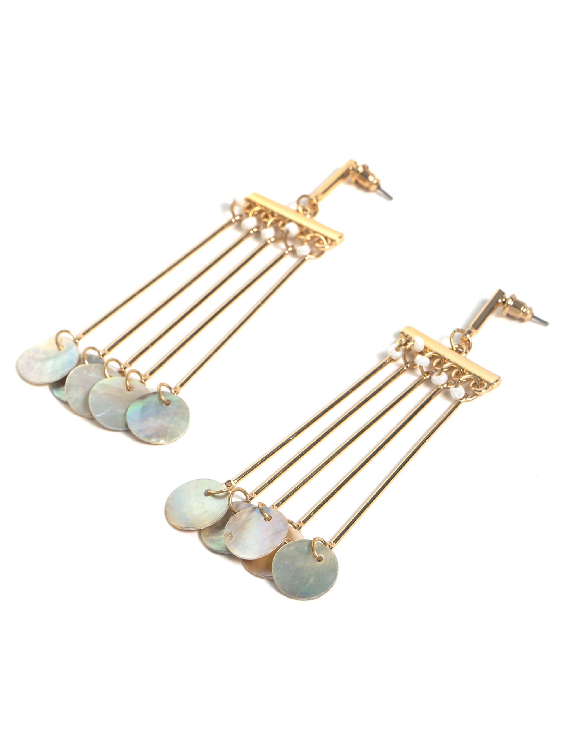 Brincos Compridos Dourado e Perola