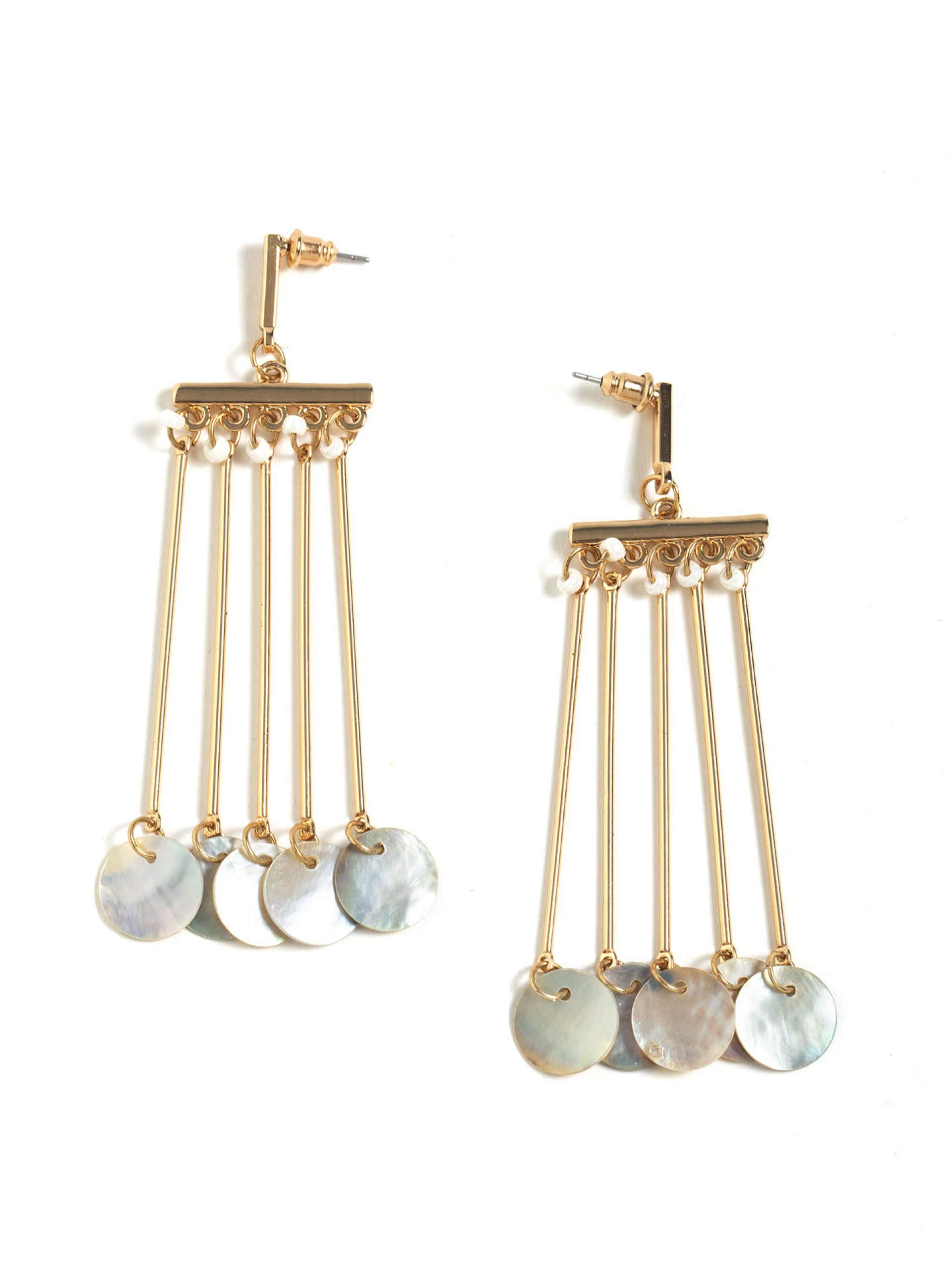 Brincos Compridos Dourado e Perola