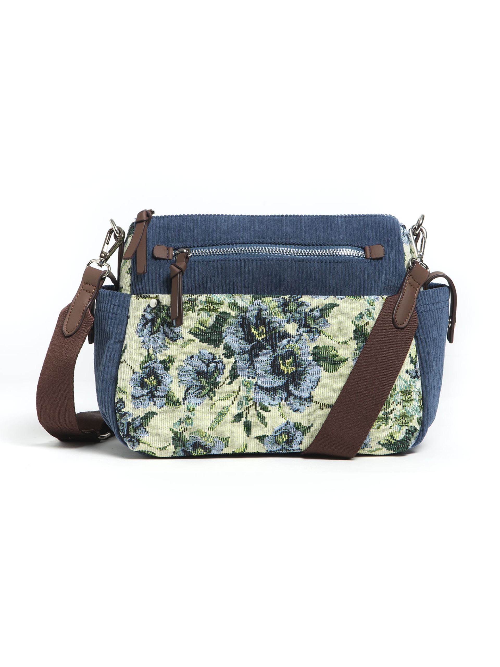 Mala a Tiracolo Azul Com Pormenor Floral