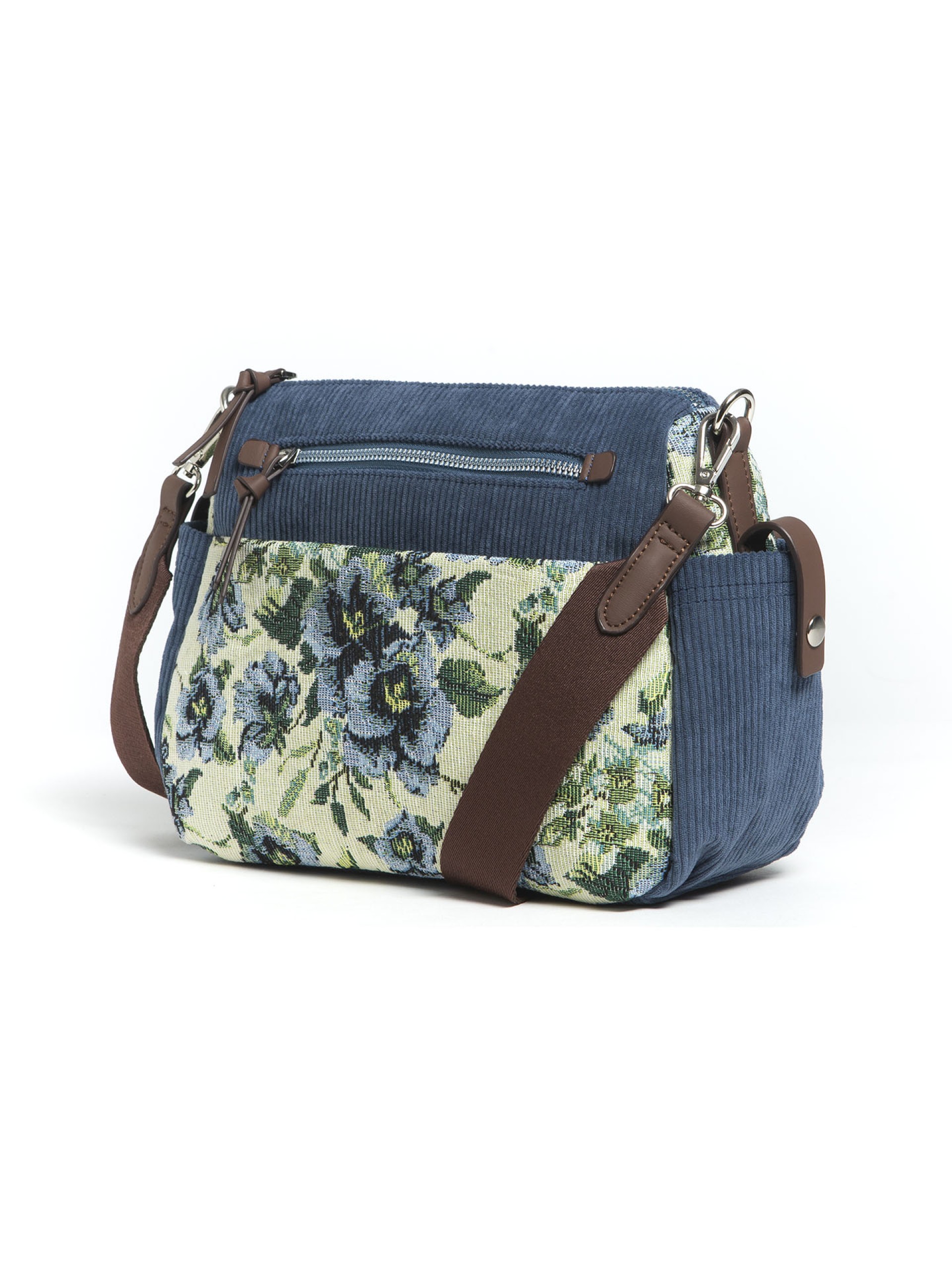 Mala a Tiracolo Azul Com Pormenor Floral