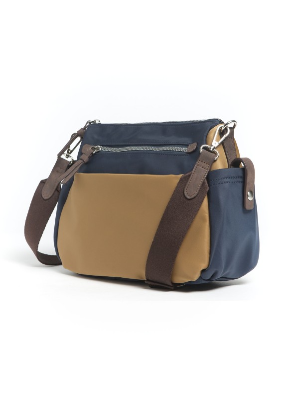 Mala a Tiracolo Bicolor Com Bolsos Frontais