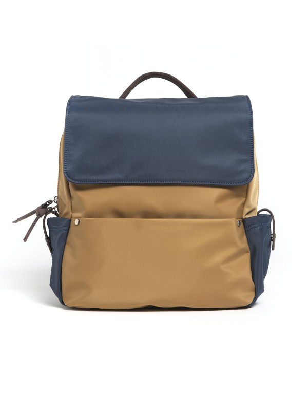 Mochila Bicolor Com Aba Azul