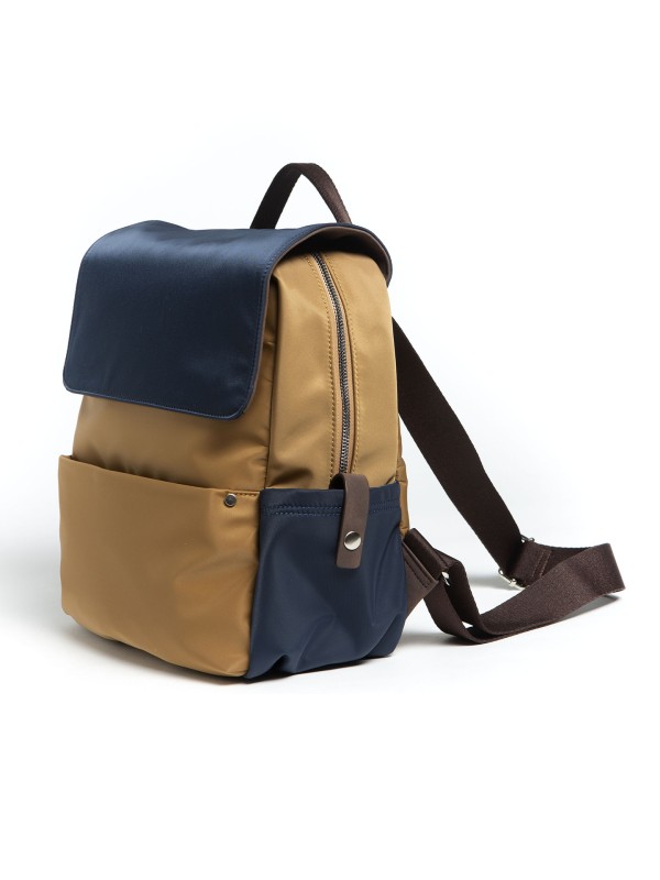 Mochila Bicolor Com Aba Azul