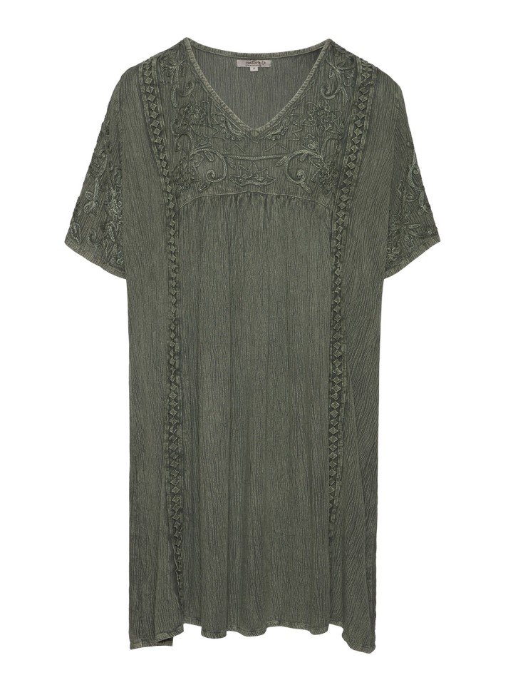 Vestido Curto  Verde Bordado