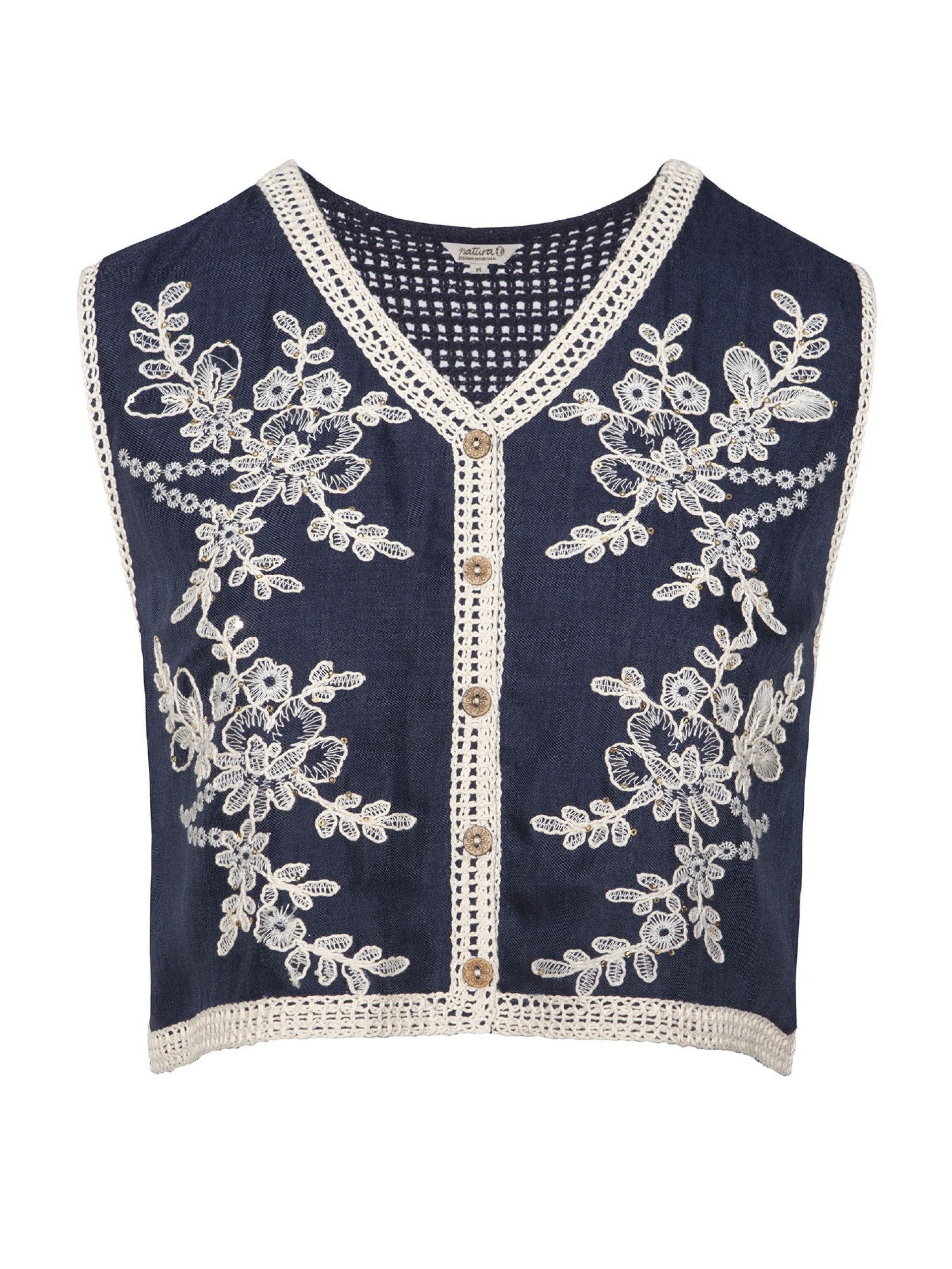 Colete Azul com Bordados