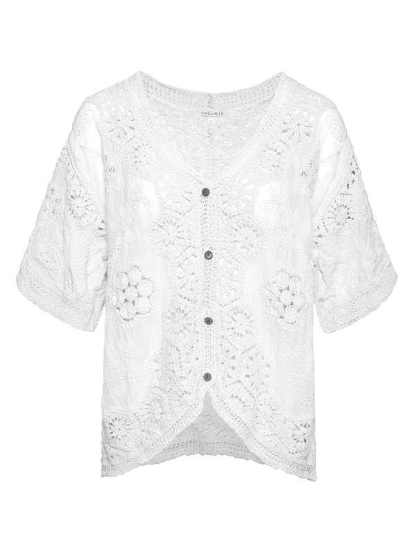 Blusa de Croche com Bordado Floral Blusa de Croche com Bordado Floral
