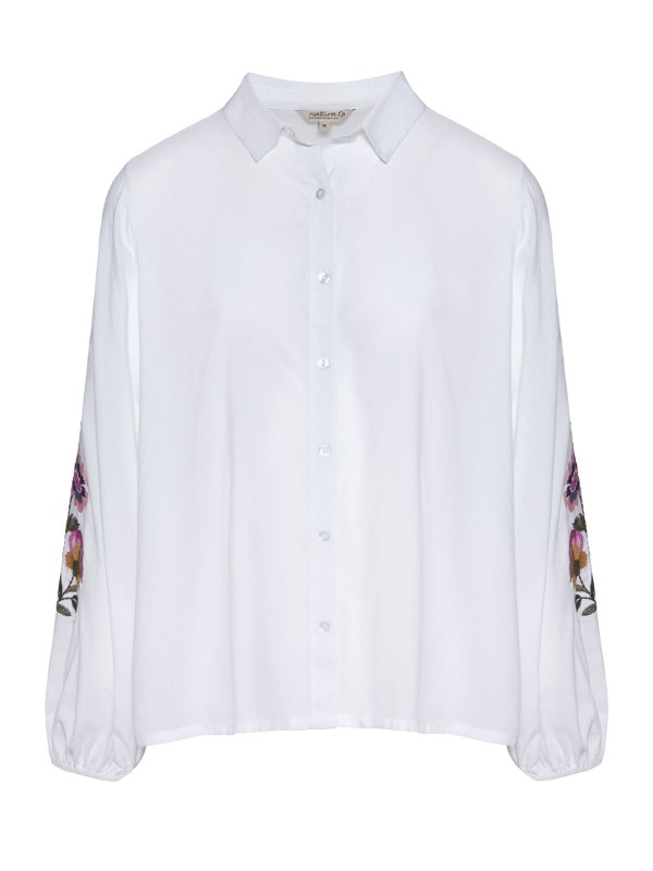 Camisa com Manga Balao e Bordados Camisa com Manga Balao e Bordados