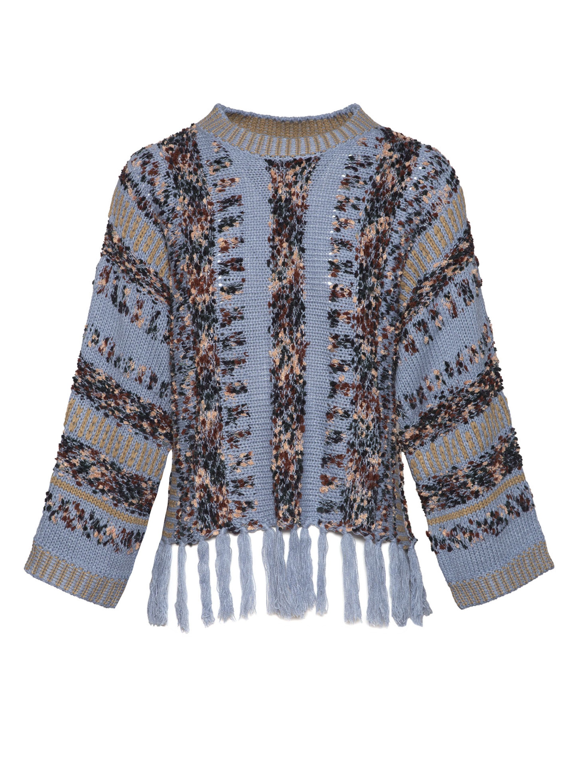 Casaco em Malha com Franjas