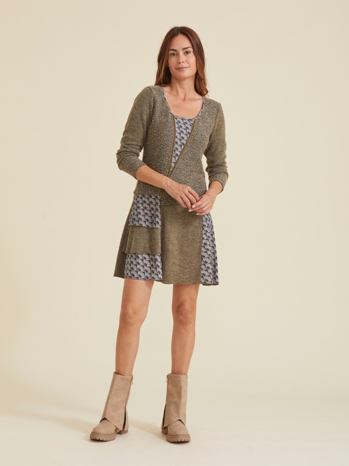 Vestido Curto Patchwork Verde