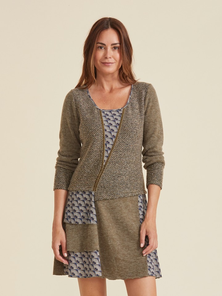 Vestido Curto Patchwork Verde