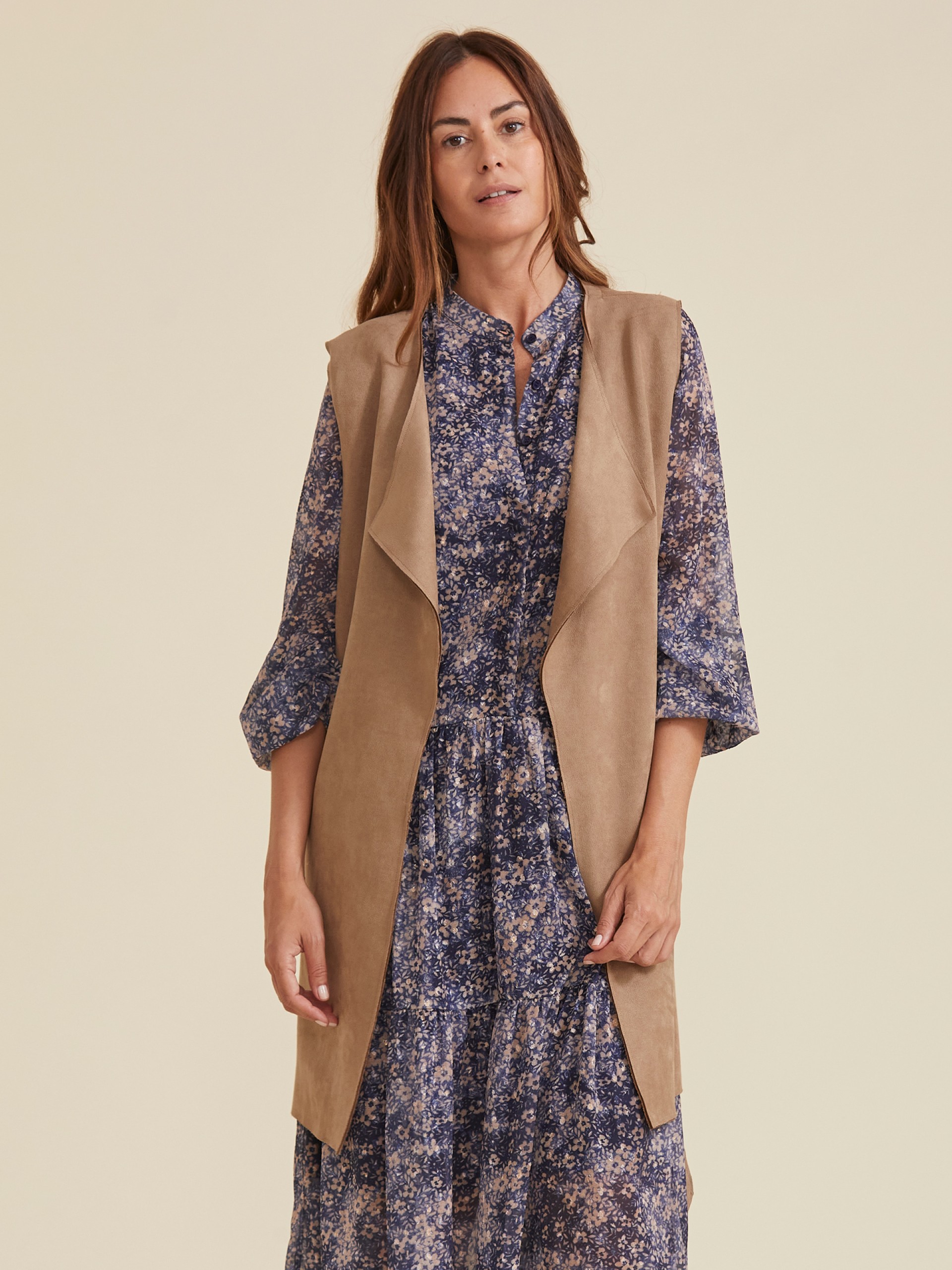 Colete com Efeito Camurca