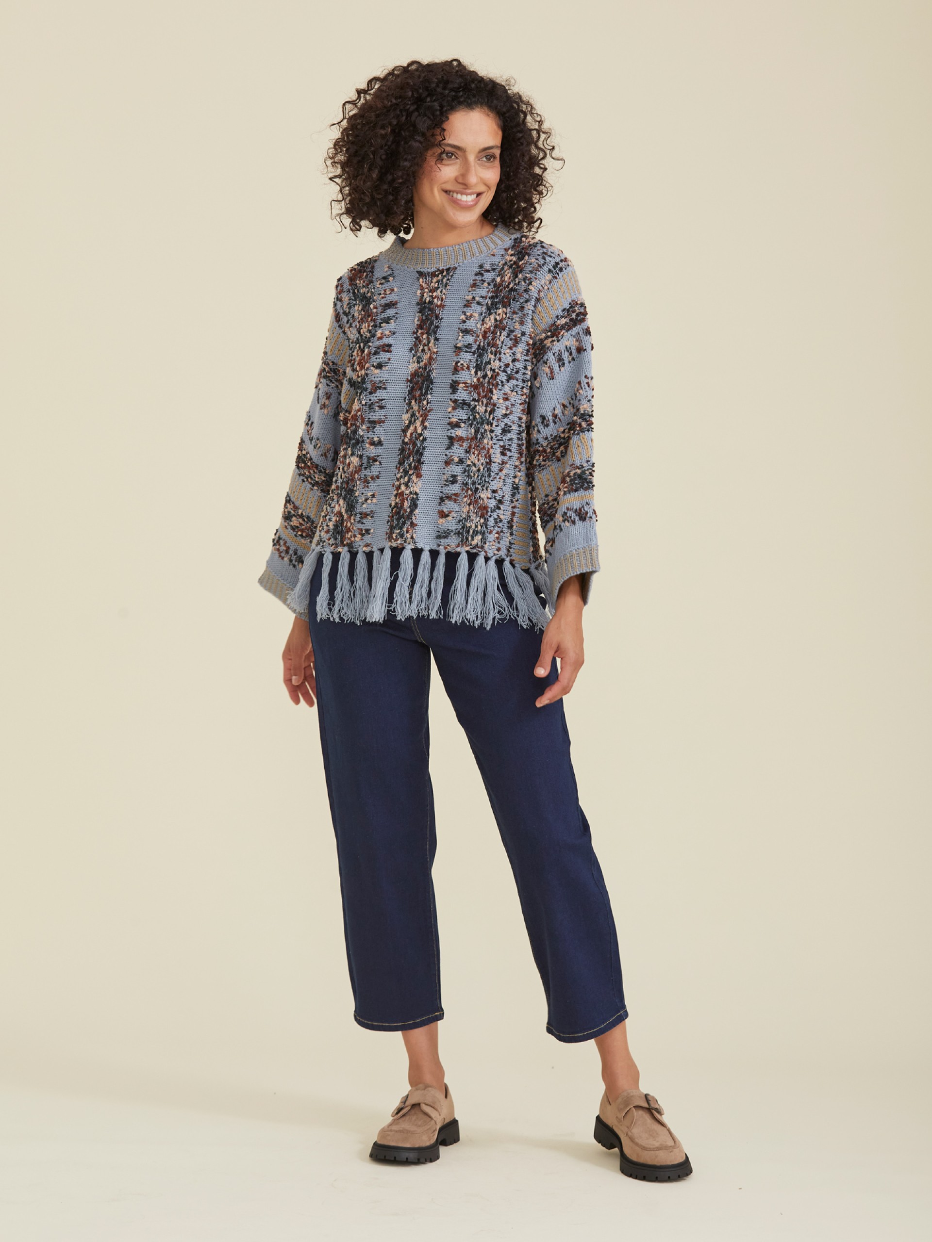 Casaco em Malha com Franjas