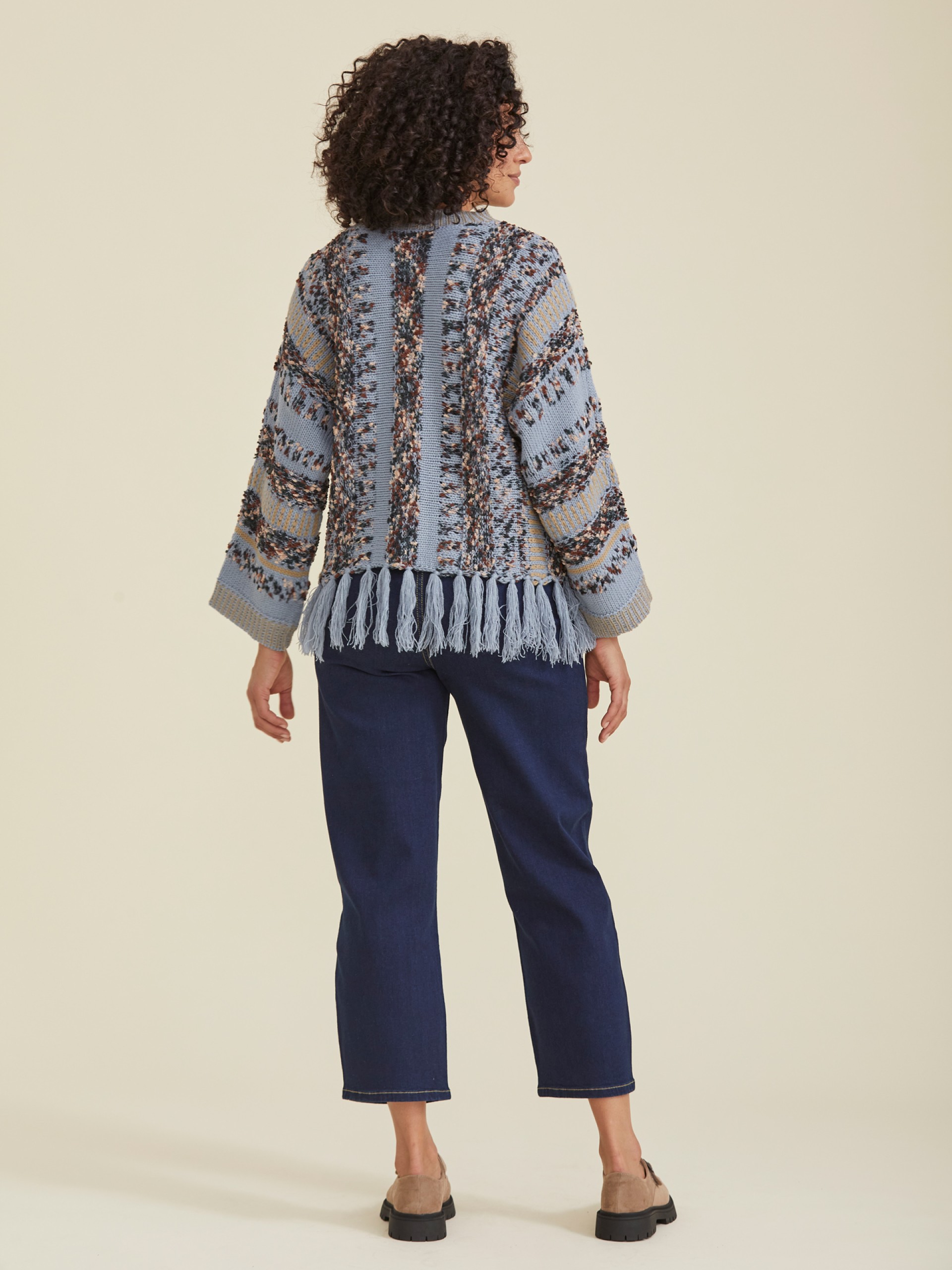 Casaco em Malha com Franjas